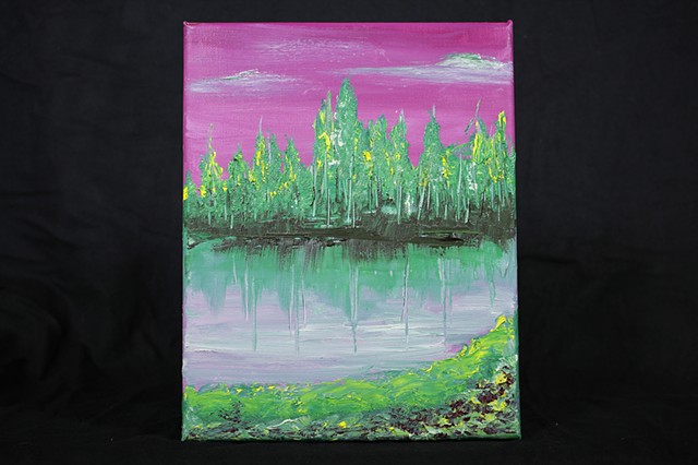 Abstract Landscape with Evergreens