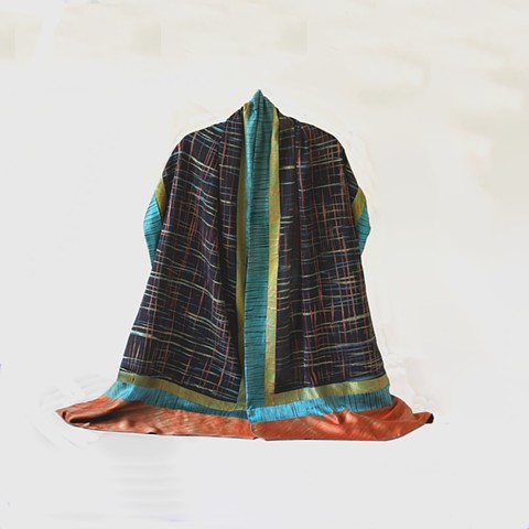 Silk Crepe Shawl Abstract Shibori Pattern
