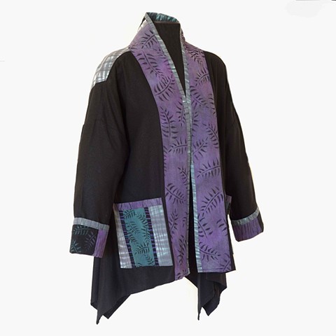 Asymmetric silk and linen jacket