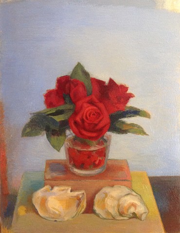 Jar of roses, from Mom, in progress