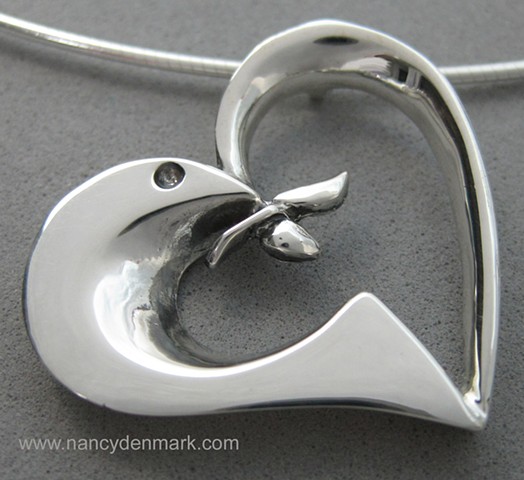 sterling silver peace dove in heart pendant © Nancy Denmark