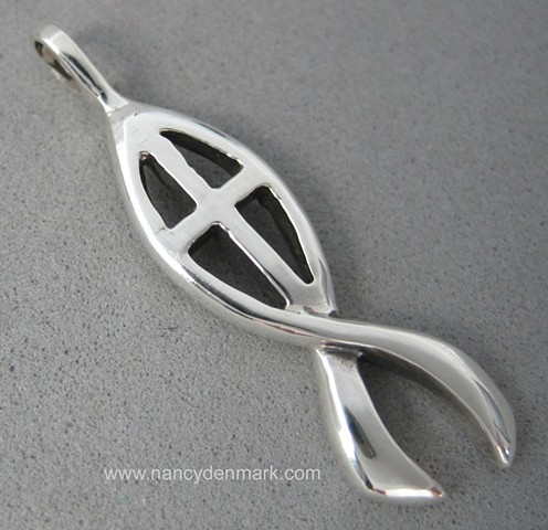sterling silver fish with cross jewelry design ©Nancy Denmark