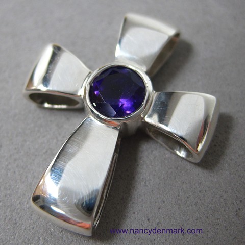 Gift of God sterling silver cross with faceted amethyst © Nancy Denmark