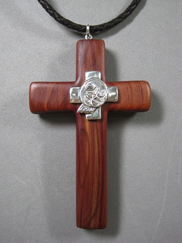 wood and sterling pectoral cross by Nancy Denmark & Margaret Bailey