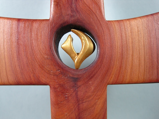 FILLED WITH THE SPIRIT POLYMER CLAY SYMBOL IN CEDAR CROSS
CLOSE UP VIEW