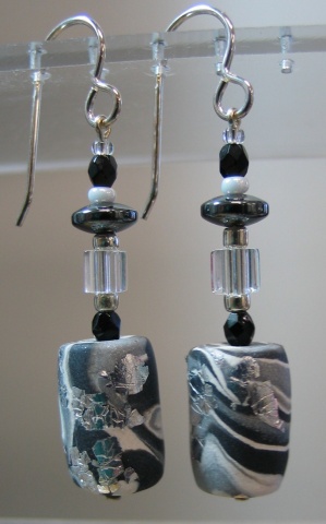 BLACK, WHITE & SILVER POLYMER CLAY EARRINGS