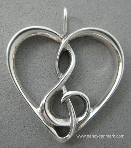 heart with treble clef sterling silver jewelry © Nancy Denmark