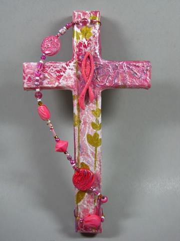 PINK RIBBON FISH
ON COLLAGE CROSS