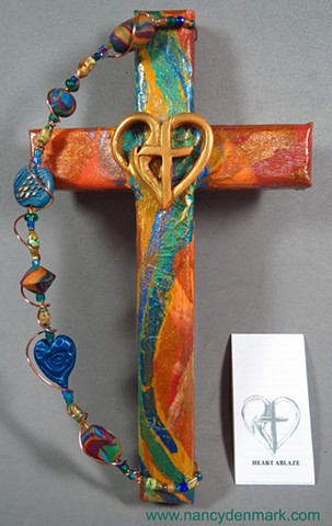 Cross & Flame Wall cross made by Nancy Denmark