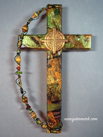 collage wall cross with Spirit Flow symbol ©NancyDenmark