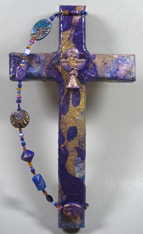 BREAD OF THE WORLD, WINE OF THE SOUL COLLAGE CROSS (PURPLE)