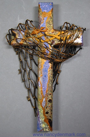 Cast Your Nets themed wall cross by Nancy Denmark