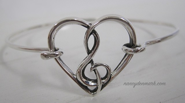 sterling bracelet heart with treble clef © Nancy Denmark