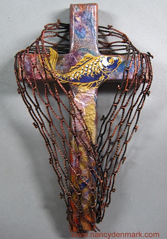 Cast Your Nets themed wall cross by Nancy Denmark & Patti Reed