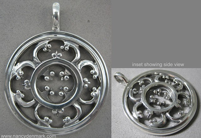 sterling silver quatrefoil in circle pendant ©Nancy Denmark