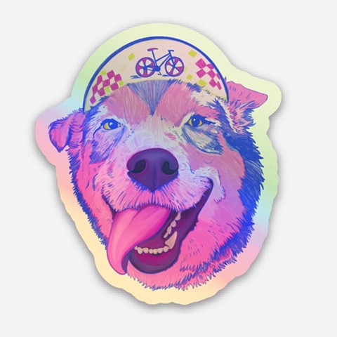 Vinyl sticker of a bike dog