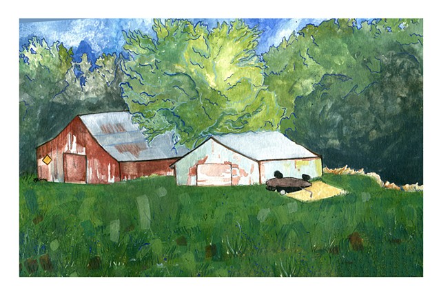 Commissioned portrait of the Altmaier farm in Coralville Iowa by Katlynne Hummell Underhill. Altmaier Family park and disc golf course. 