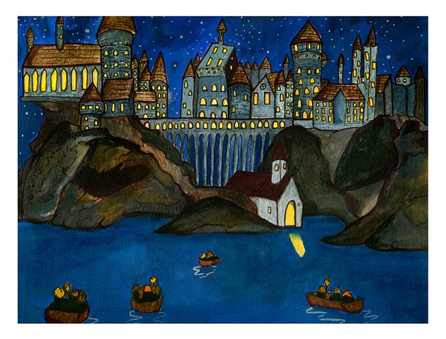 Illustration of Harry Potter and the Sorcerers stone by Katlynne Hummell Underhill. Watercolor painting of Harry potter.