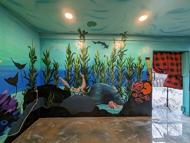 Fish barn mural in Oxford, Iowa
