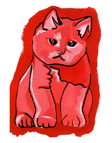 Commissioned pet portrait. Watercolor and gouache on paper, by Katlynne Hummell Underhill. Cat portrait. Cat painting.