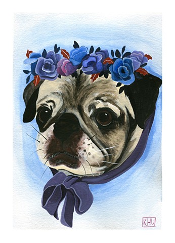 Pug in a flower crown