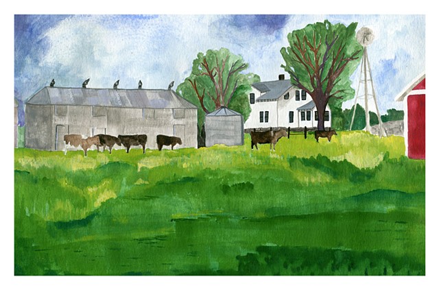 Commissioned portrait of an Iowa farm painted by Katlynne Hummell Underhill