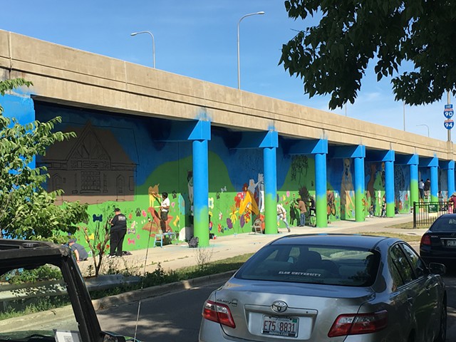 Logan Square Dog Park Mural In Process