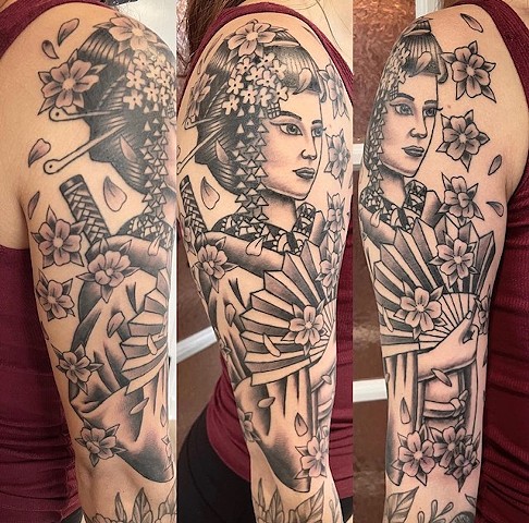 Geisha by Jordan LeFever, Morningstar Tattoo, Belmont, Bay Area, California