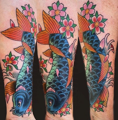 Koi Fish by Jordan LeFever, Morningstar Tattoo, Belmont, Bay Area, California