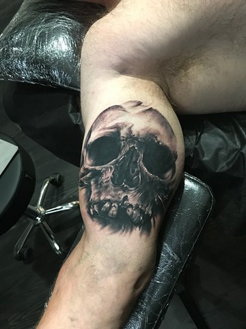 Skull Tattoo by Michael Ascarie, Morningstar Tattoo, Belmont, Bay Area, California