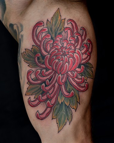 Crysanthemum by Stefan Johnsson, Morningstar Tattoo, Belmont, Bay Area, California