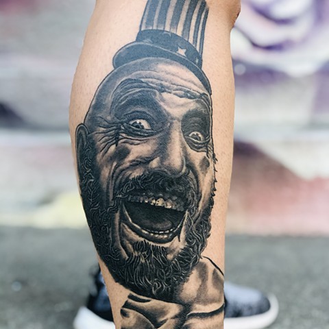 Captain Spaulding tattoo by Mike Bianco, Morningstar Tattoo, Belmont, Bay Area, California