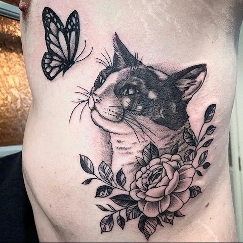 Cat Tattoo by Jordan LeFever, Morningstar Tattoo, Belmont, Bay Area, California
