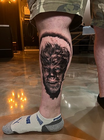 Wolfman Tattoo by Michael Ascarie, Morningstar Tattoo, Belmont, Bay Area, California