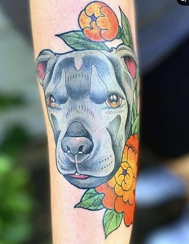 Pittbull by Jordan LeFever, Morningstar Tattoo, Belmont, Bay Area, California