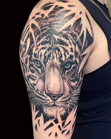 Tiger Face by Jordan LeFever, Morningstar Tattoo, Belmont, Bay Area, California