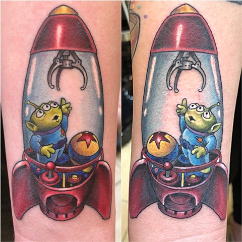 Toy Story tattoo by Mike Bianco, Morningstar Tattoo, Belmont, Bay Area, California