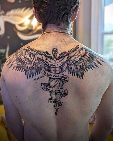 Angel Tattoo by Jordi Simons, Morningstar Tattoo, Belmont, Bay Area, California