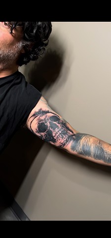 Skull Tattoo by Michael Ascarie, Morningstar Tattoo, Belmont, Bay Area, California