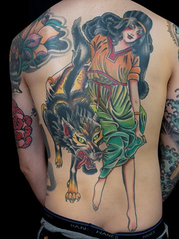 Wolf Lady by Stefan Johnsson, Morningstar Tattoo, Belmont, Bay Area, California
