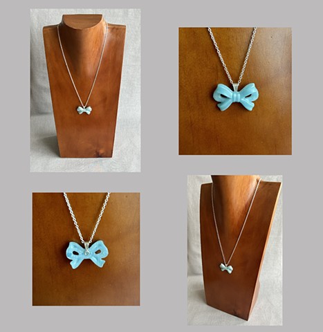 Blue Bow Necklace