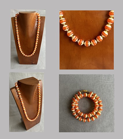 Orange Striped Necklace/Bracelet