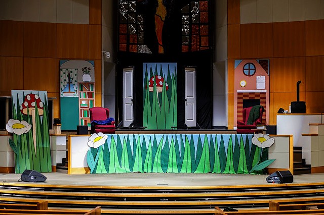 Set installed on stage
