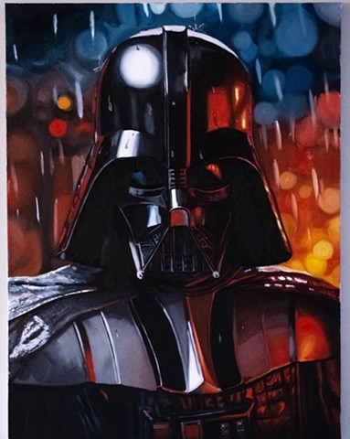 Darth Vader in the rain 