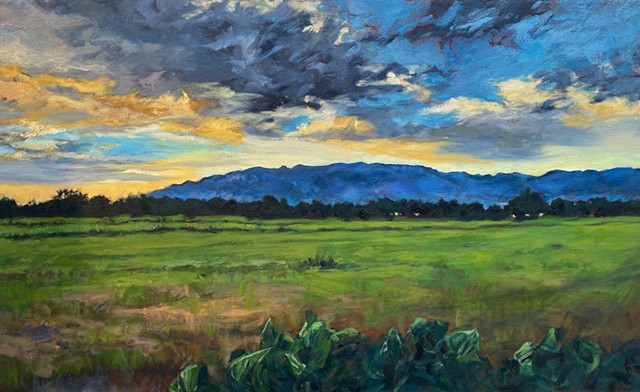 Los Poblanos Sunset #2, Paul Akmajian, oil on canvas 2020
