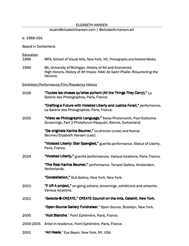Elizabeth Hansen CV