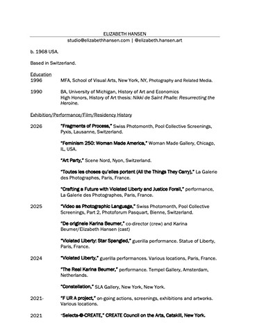 Elizabeth Hansen CV