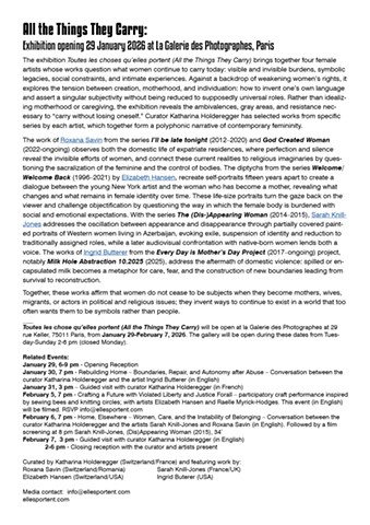 Toutes les choses qu'elle portent (Everything They Carry) - Exhibition text