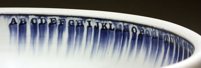 Bowl with letters, detail