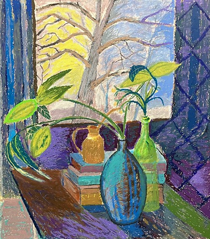 Dark Still Life with Tree in Window